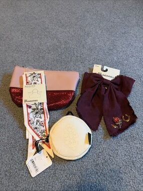 No Boundaries Pink and Burgundy Glitter Cosmetic Pouch Set
